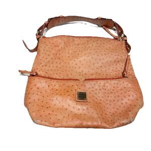 Dooney & Bourke Dillen Ostrich Leather Pink Shoulder Hobo Bag